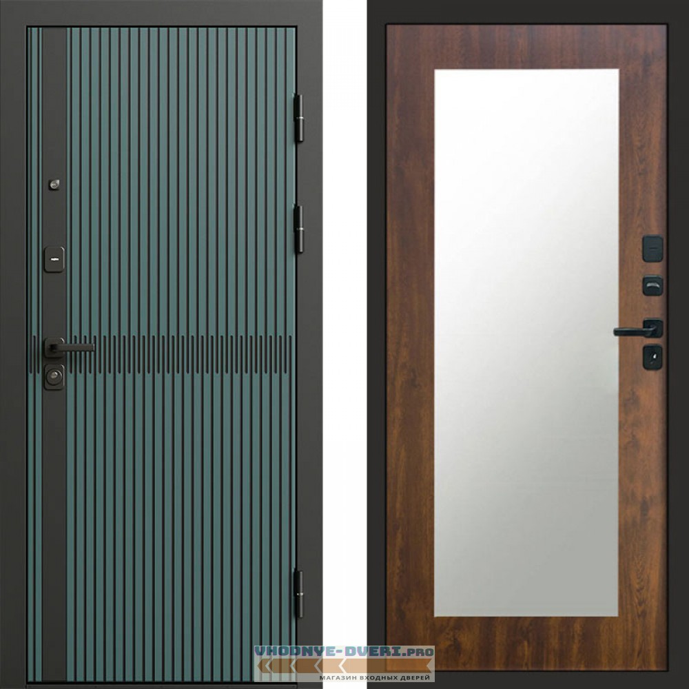 Входная дверь ГРАУНД Velutto Verde Бетон Зеркало триумф дуб